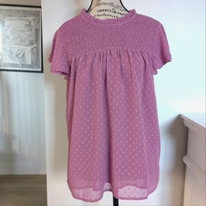 UNBRANDED | Women's Liliac Chiffon Swiss Dot Butterfly Short Sleeved Blouse NWOT